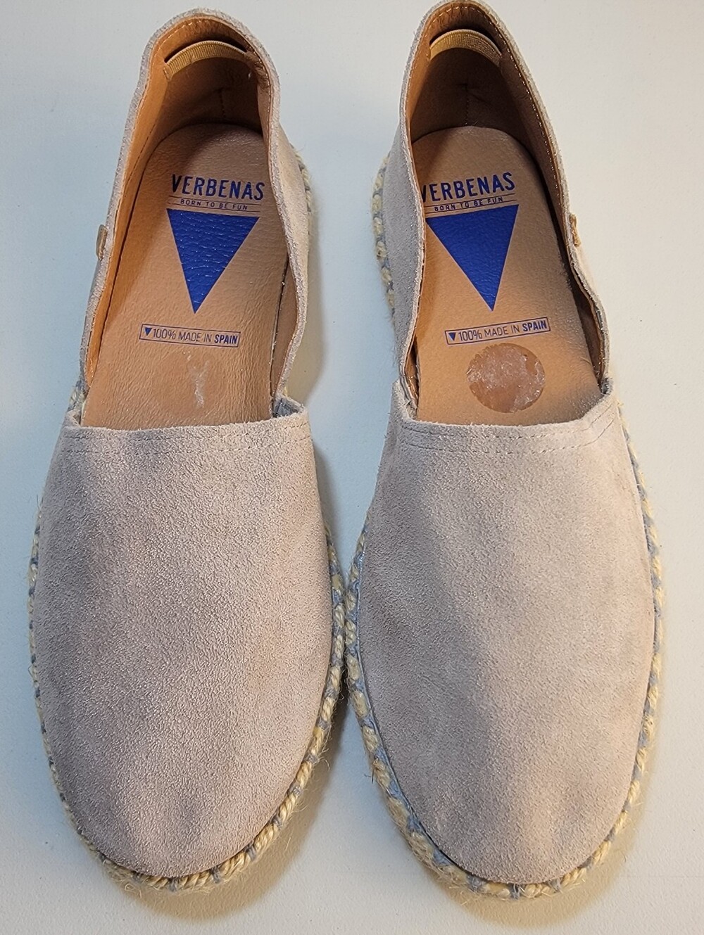 Verbenas Carmen Serraje Piedra Suede Espadrille Flat Shoes Size 40 (US 9-9.5)